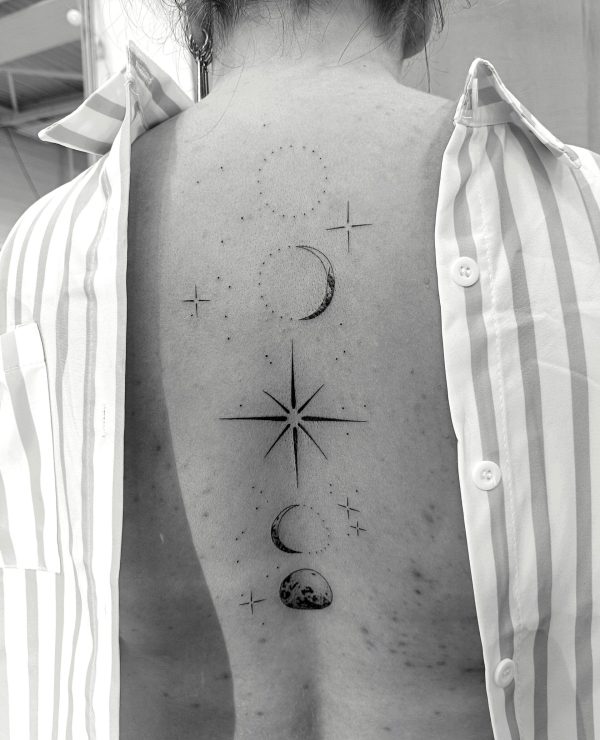 tatouage fineline étoilé
